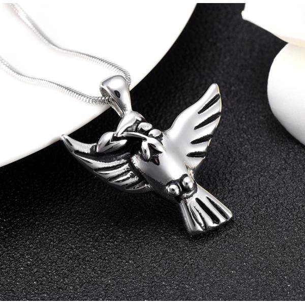 Stainless Steel Flying Bird Cremation Pendant for Ashes Forever Love Keepsake Necklace