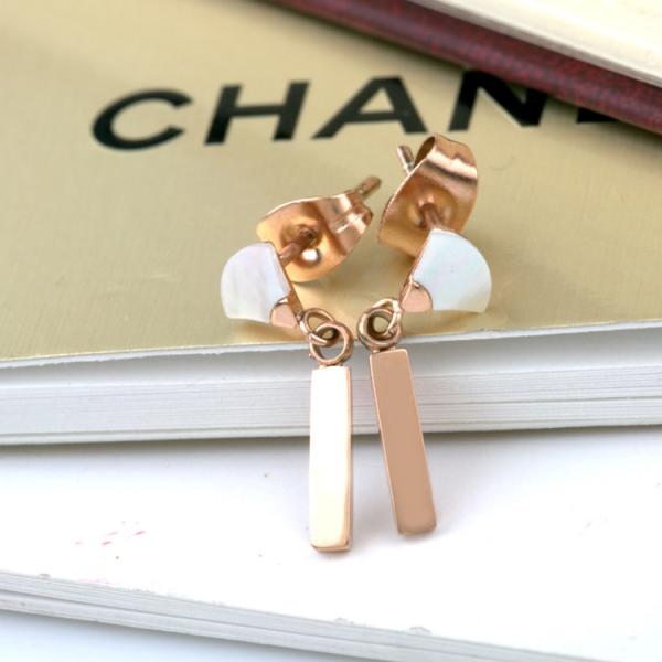 Elegant Lady Fashion Jewelry Stainless Steel Fan-Shaped Drop Earrings