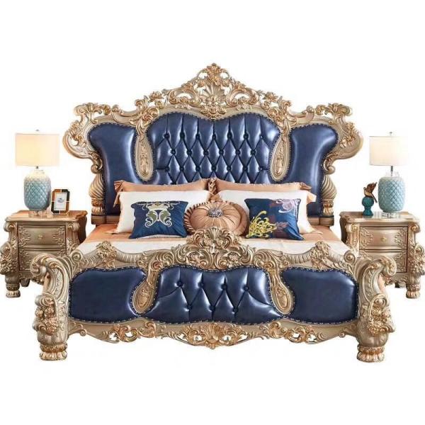 ISO14001 European Style Bedroom Furniture Five Star Hotel Solid Wood Double Bed