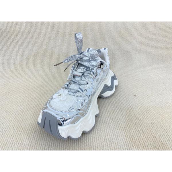 Heightening Silver Casual Sneakers Thick Bottom Soft Comfortable Trainers