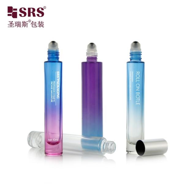 10ml 15ml Slim Round Cylinder Heavy Wall Thick Bottom Customized Glass Roll On Roller Bottle for Essential Oil and Perfume