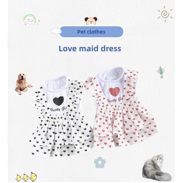 Dog Love Maid Dress Small Dog Pet Vest Pet Princess Peng Peng Skirt
