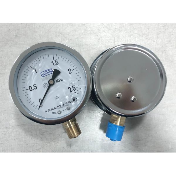 4-inch 100mm Liquid Filled Pressure Gauge with Chrome Case & Bezel and Dual-Scale 0-2.5MPa/0-1MPa