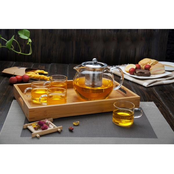 BPA Free 22oz Clear Glass Teapot With Removable Stainless Steel Infuser