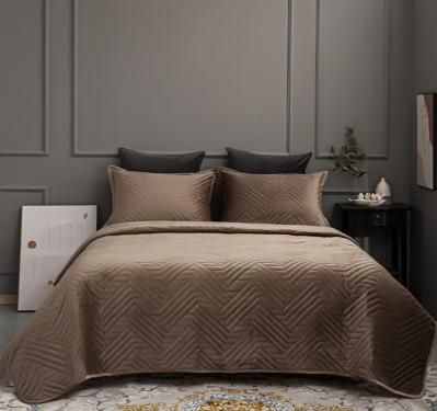 Custom Solid Color Ultrasonic Bedspread Velvet Quilted Bed Spread 220x240cm 240x260cm