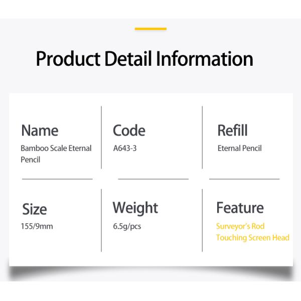 Bamboo Creative Pencil Eternal Pencil Scale Stylus Pens For Touch Screens