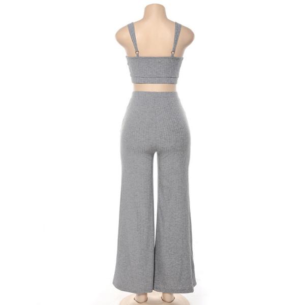 Slim Fit Sexy High Waisted Trousers And Crop Top Set