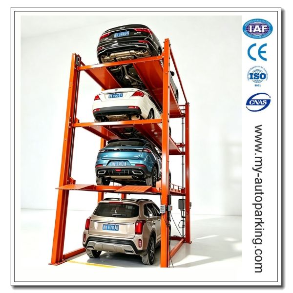 Residential 4 Car Stacked Parking Lift | 4 Level Home Garage Vehicle Storage System