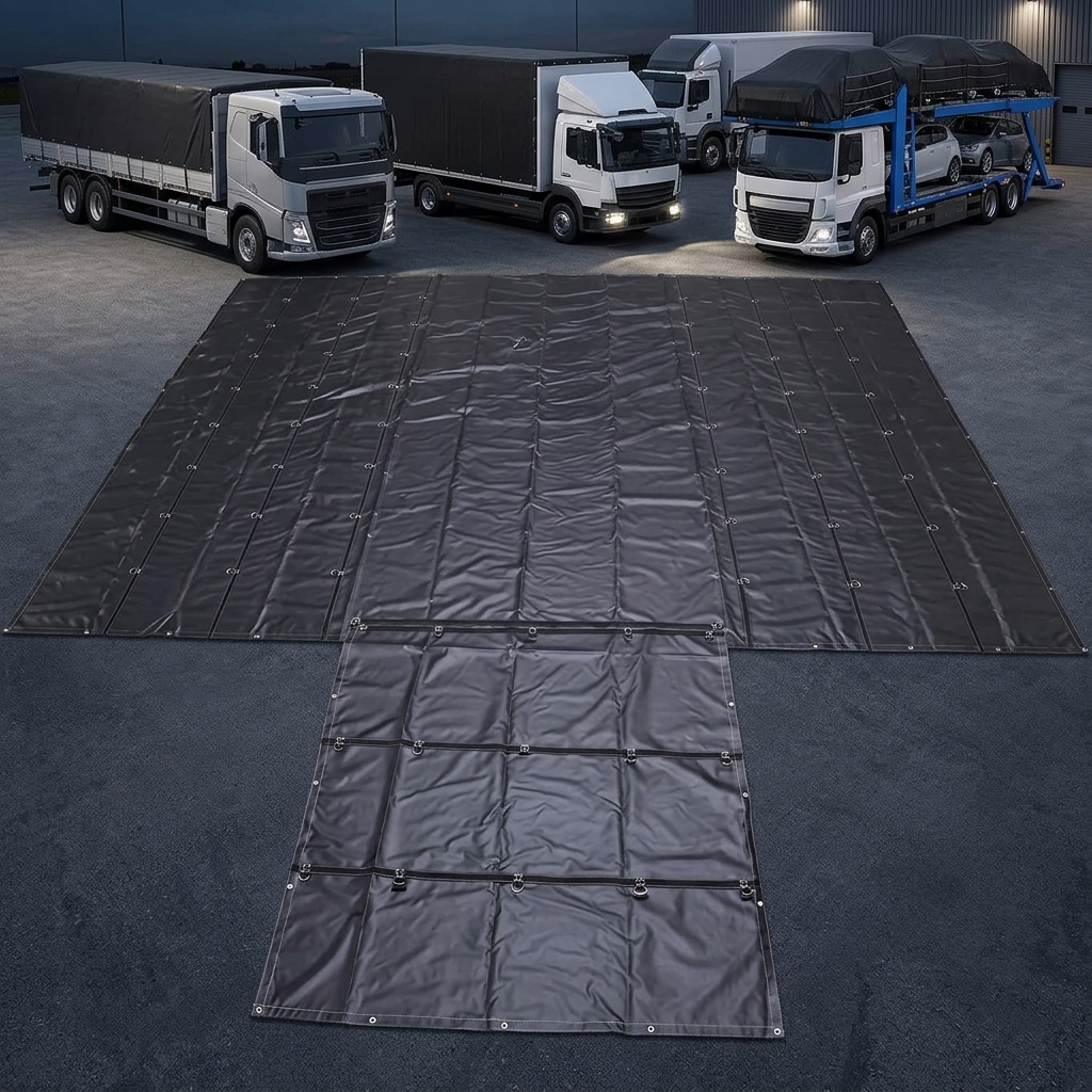 16'x27' Flatbed Truck Tarp 4' Drop 18oz PVC Coated Vinyl Tarpaulin Waterproof for Flatbed Trailer Cargo Protection