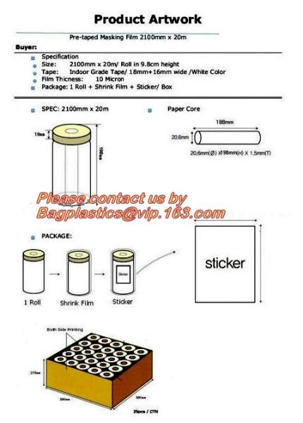 Automotive Roll Masking Film set, Painting Tray kit, Pre-Taped, Sheeting Covering, Car Furniture Protection Cover