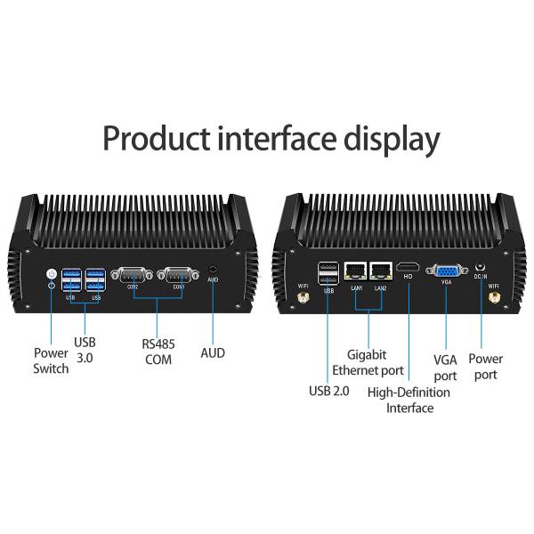 Intel Core i5 8250U Mini PC With 16 GB and 2 COMs 2 LAN Fanless Industrial PC