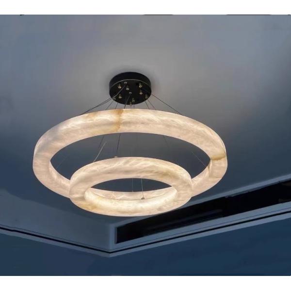 Скандинавский современный кольцо испанский алабастр камень латунь подвесная лампа люстра для гостиной