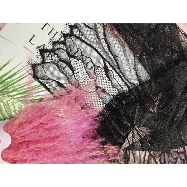 Черная линия французская ткань цветка Lurex металлическая шнурка Chantilly