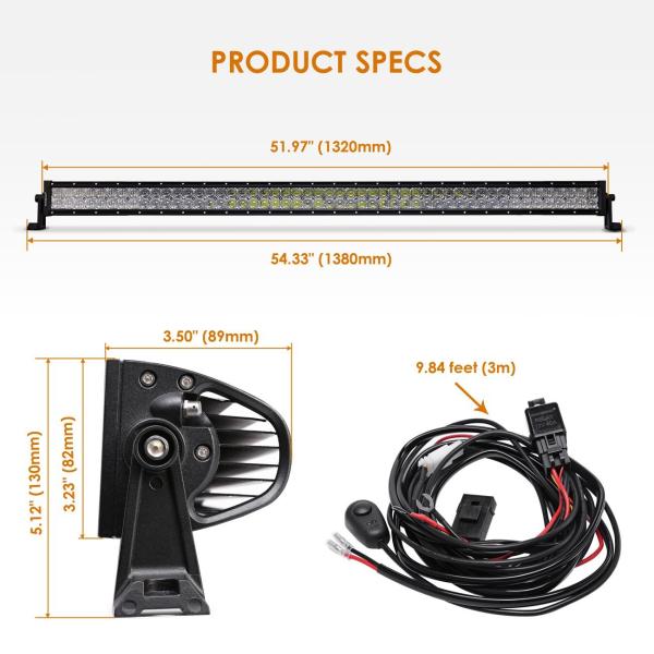 54 Inch 300 Watt 5D 4x4 Off Road LED Light Bar 30000 Hours Life Span