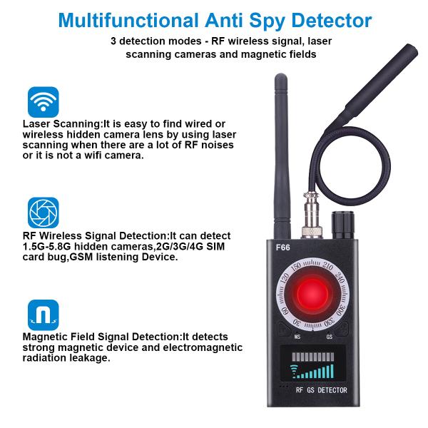 Wholesale Signal Detector Anti-Spy Hidden Security WiFi Camera GSM Audio Bug Finder GPS Signal Lens RF Detector