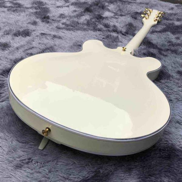 Double F-Holes Hollow Body Jazz Electric Guitar Ebony Fretboard Tremolo System in White