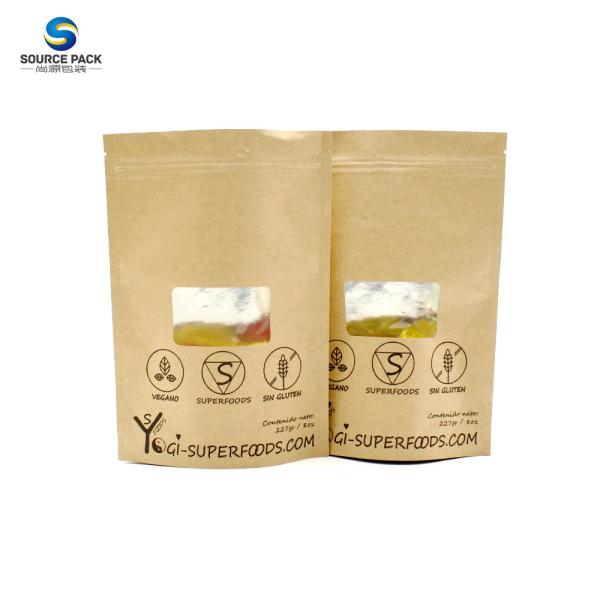 Wholesale Zipper Stand Up Pouch Aluminum Foil Moisture Proof Kraft Paper Bag