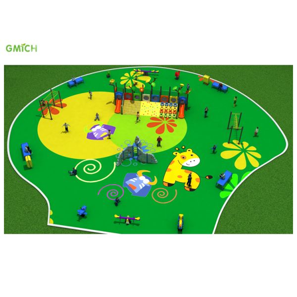 Outdoor Childrens Plastic Slide Set Colorful City Park Playground Equipment For Resort Hotel