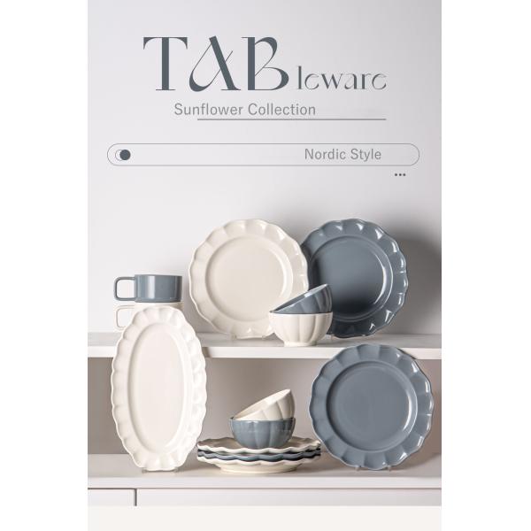 Solid Color Dinnerware Set Nordic Style Ceramic Plates And Bowls With Sunflower Shape