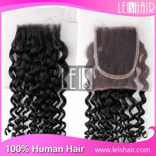 fashion peruvian virgin hair curly wave lace closure