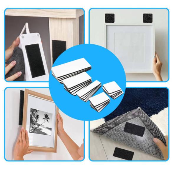 Peel And Stick Square Hook And Loop Tape Adhesive Strong Adhesive Backing
