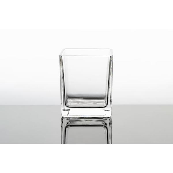 4x4 Inch Pressed Decorative Square Glass Vases Crystal Clear Glass Centerpiece