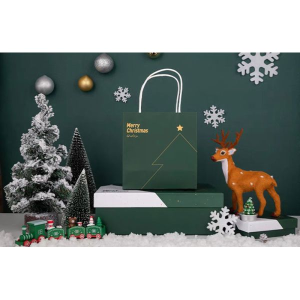Printed CCNB Christmas Paper Bags For Xmas Eve Gift Takeaway