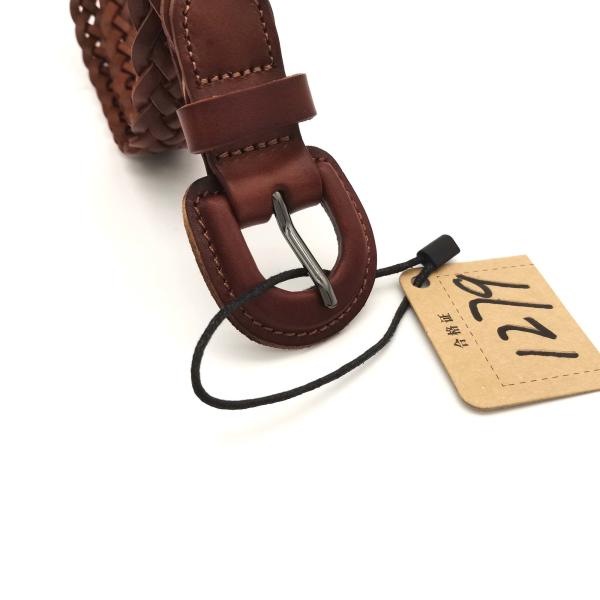 Cowhide Brown Braided Leather Belt Width 24mm Multipurpose Durable