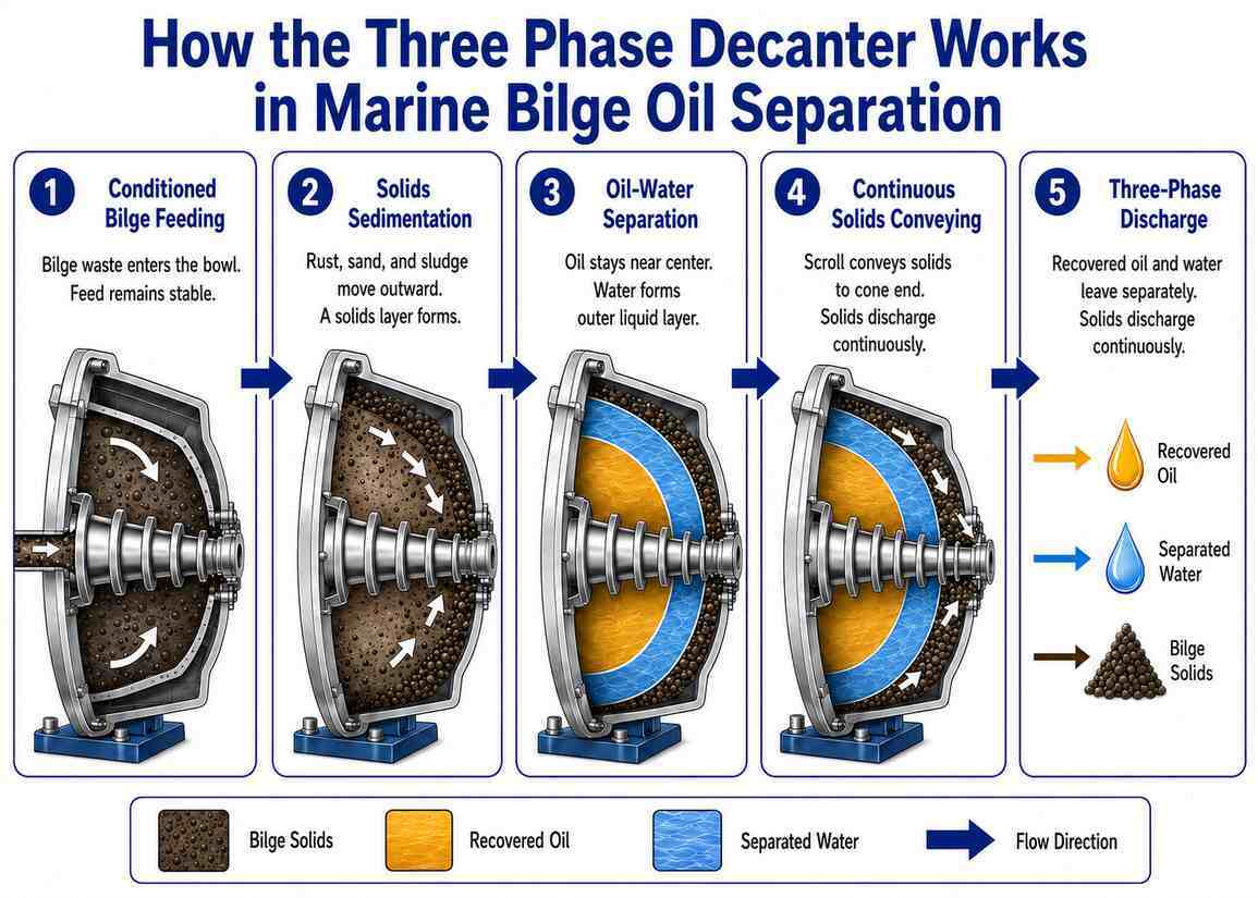 Three Phase Decanter Centrifuge for Marine Bilge Oil Separation