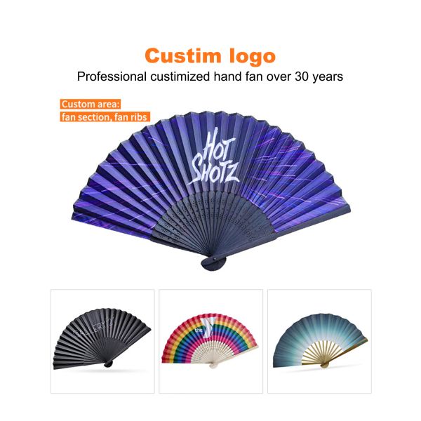 Personalized Custom Fabric Bamboo Hand Fan Bamboo Craft Folding Hand Fan