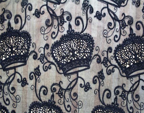 Apparel Accessories Mesh based Crown Style Embroidery Lace Fabric Crown in Different  Color