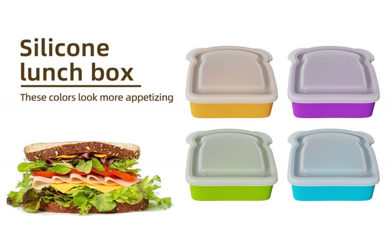 Wholesale Silicone Sandwich Lunch Box Food Grade Leakproof BPA Free Lunch Container for Work School