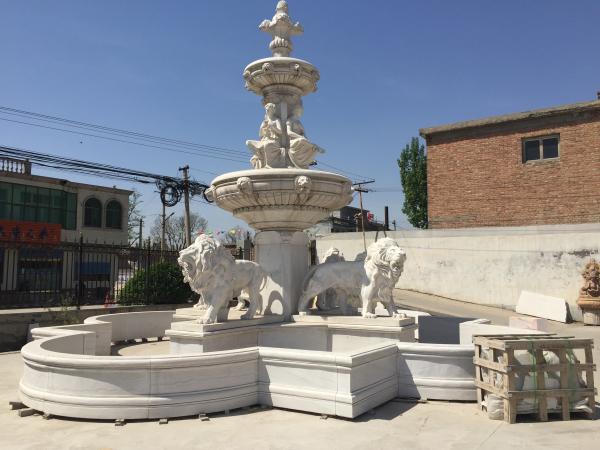 Famous Big 200cm White Marble Sculpture Water Fountain Pool With Horse