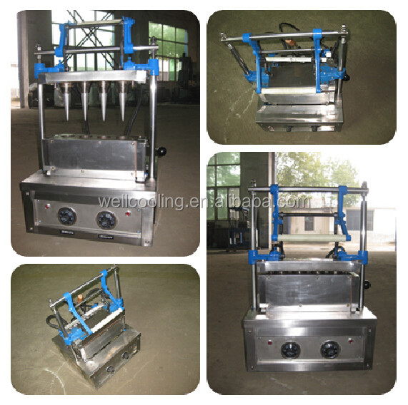 Manual Operated Ice Cream Waffle Pizza Cone Machine 4 Heads Ice Cream Taper Egg Roll Machine