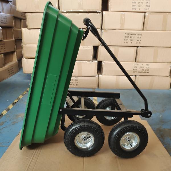 Single Handle Garden Dump Truck 10 Inch 350-4 Pneumatic Tire Wheels 75L Capacity Garden Cart