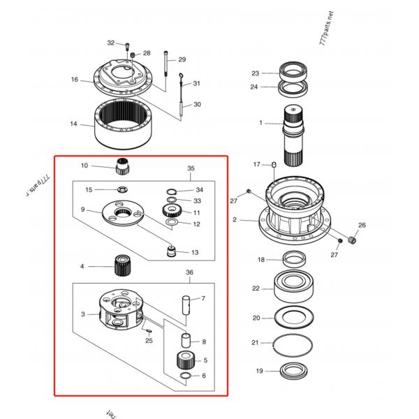 DOOSAN Swing Gearbox Carrier assy 230-00056A 230-00064A TGFQ