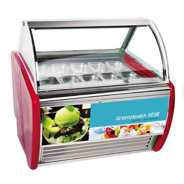 Built In Curved Glass Stainless Steel Ice Cream Refrigeration Display Freezer