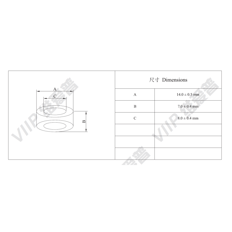 14.2mm x 7mm x 8mm Ferrite Ring with Snap-On Installation for Cable Noise Suppression