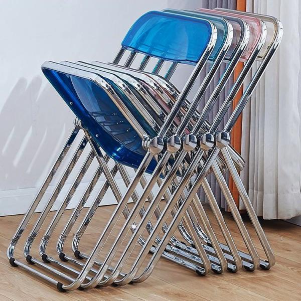 Metal Steel Frame Clear Acrylic Folding Chairs for Wedding Banquet Restaurant Garden