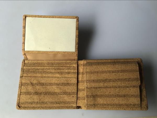 New style Bifold men gender slim cork wallet 11x9cm with pocket coin and card slot