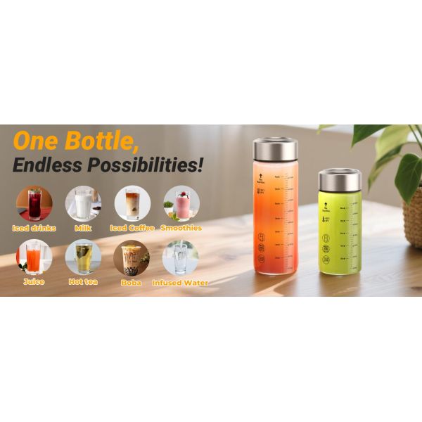 Glass Juice Bottles Pack 16 Oz – Wide Mouth Reusable Bottles With Stainless Steel Lids – Heat-Resistant Borosilicate Glass, BPA Free, Leakproof For Juicing, Smoothies, Milk, Infused Water