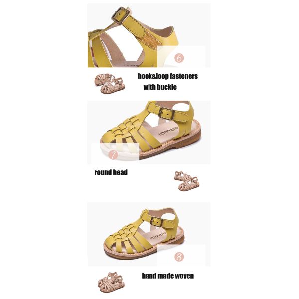 Rubber Outsole Kids Slippers Sandals Velcro Buckle Strap Comfortable