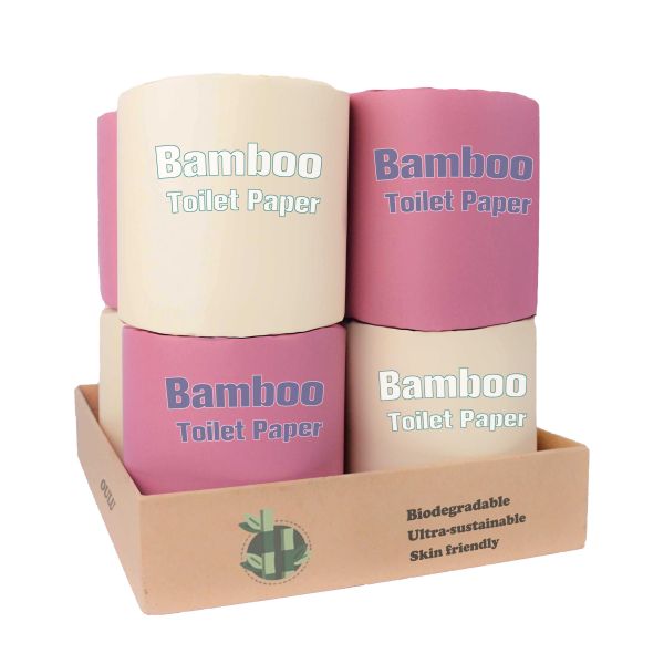 Eco-Friendly Organic Recycled Bamboo Toilet Paper Soft Natural Color Unbleached