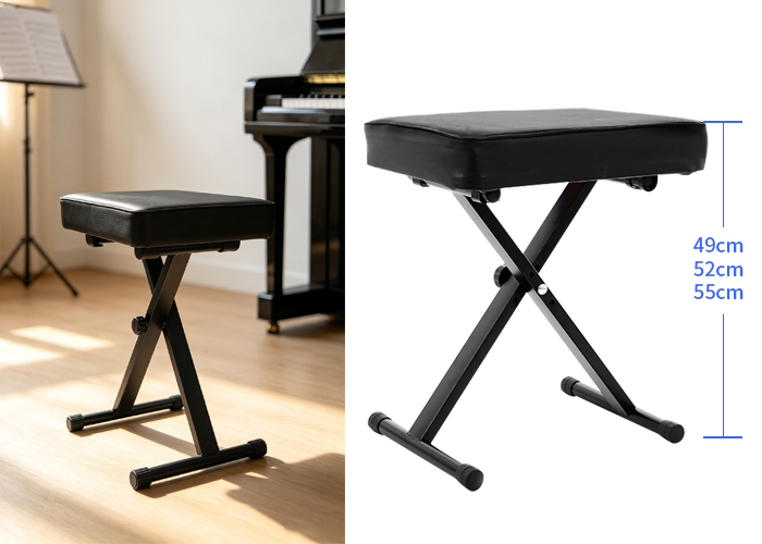 Foldable Height Adjustable Instrument Stool Portable Thick Cushion For Keyboard Guzheng
