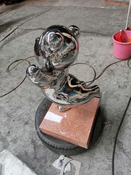 Abstract Red Panda Sculpture Surface Polishing Bronze Animal Figurines Gifts  Display