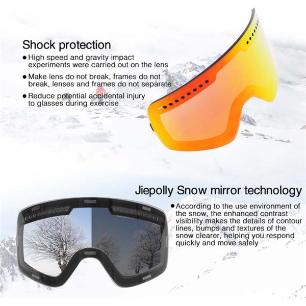 Customized Support Magnetic Ski Goggles for Winter Sports and Anti-fog Protection