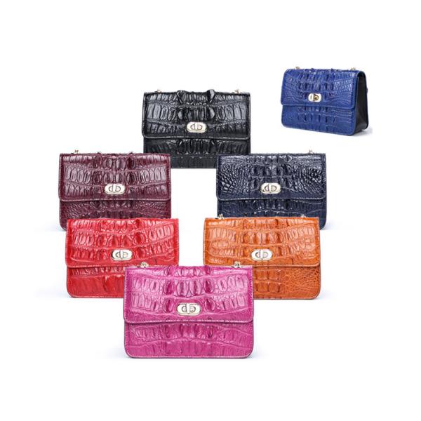 Fashion crocodile skull leather bag for women with one shoulder slung chain small square bag