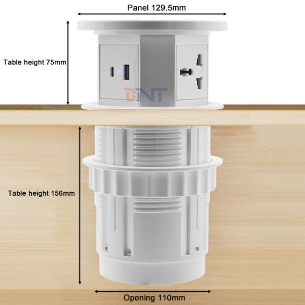 Electrical Desktop Pop up Power Socket Wifi Motorized Lifting Power Outlet With Wireless Charging Hidden Tabletop Socket