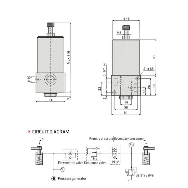 Hydraulic Control Valve , Hydraulic Pressure Reducing Valve Pascal Type