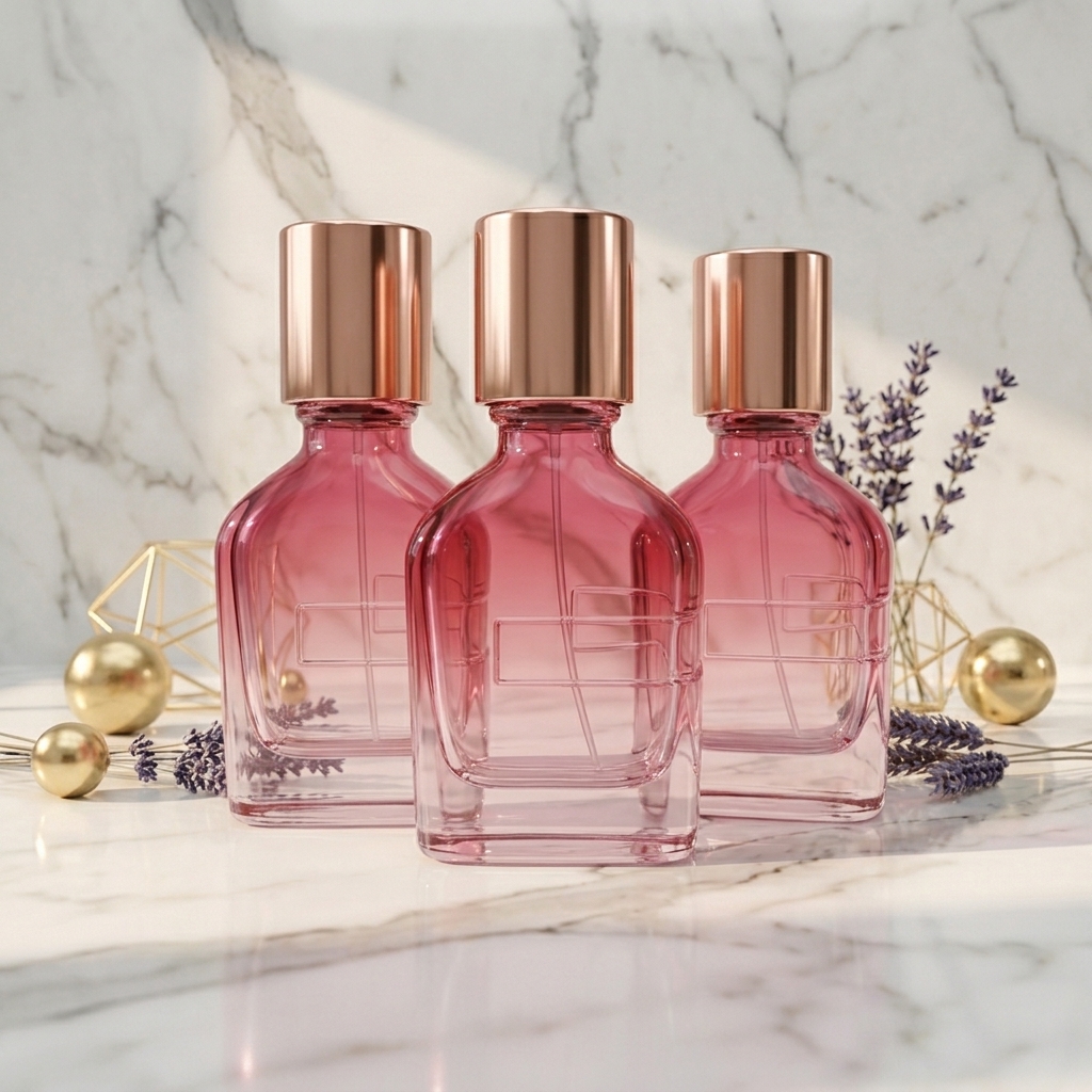 50ml Glass Perfume Bottles Spray Square Empty Weighted Zamak Cap Crimp Neck